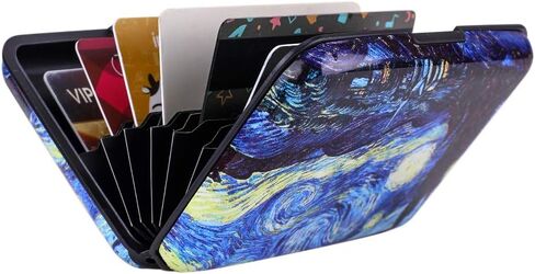 ELFISH Mini RFID Aluminum Wallet Credit Cards Holder Business Card Case Metal ID Case for Men Women (Black Marble) in Saudi Arabia