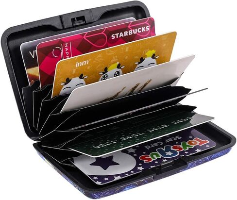 ELFISH Mini RFID Aluminum Wallet Credit Cards Holder Business Card Case Metal ID Case for Men Women (Black Marble) in Saudi Arabia