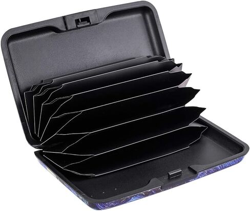 ELFISH Mini RFID Aluminum Wallet Credit Cards Holder Business Card Case Metal ID Case for Men Women (Black Marble) in Saudi Arabia