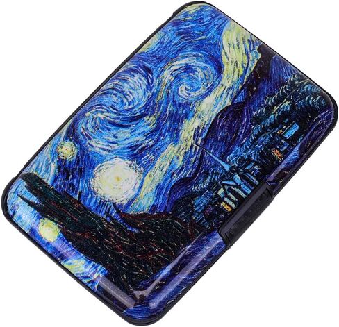 ELFISH Mini RFID Aluminum Wallet Credit Cards Holder Business Card Case Metal ID Case for Men Women (Black Marble) in Saudi Arabia