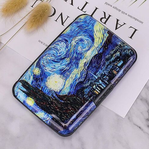 ELFISH Mini RFID Aluminum Wallet Credit Cards Holder Business Card Case Metal ID Case for Men Women (Black Marble) in Saudi Arabia