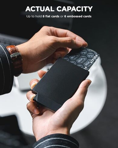 VULKIT المنبثقة حامل بطاقة الائتمان الحد الأدنى من المعدن بطاقة الأعمال حالة RFID حجب محفظة الجيب الأمامي للرجال أو النساء (أسود) in Kuwait