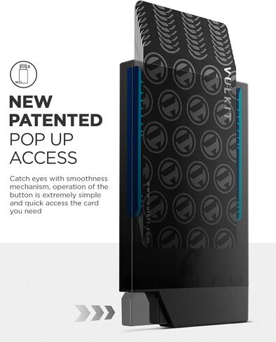 VULKIT المنبثقة حامل بطاقة الائتمان الحد الأدنى من المعدن بطاقة الأعمال حالة RFID حجب محفظة الجيب الأمامي للرجال أو النساء (أسود) in Kuwait