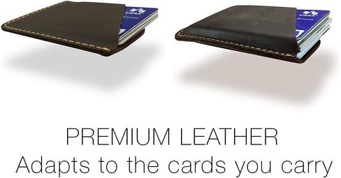 Leather Minimal Card Holder, Minimalist Wallet for Men & Women, Thin Credit Card Holder, Small Business Card Holder, Card Holder Wallet, Front Pocket Card Wallet - Magnum (Black) in Saudi Arabia