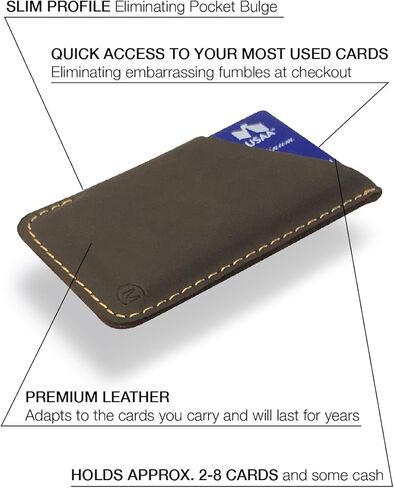 Leather Minimal Card Holder, Minimalist Wallet for Men & Women, Thin Credit Card Holder, Small Business Card Holder, Card Holder Wallet, Front Pocket Card Wallet - Magnum (Black) in Saudi Arabia