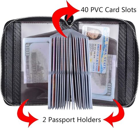 YUHAN PRETTY Credit Card Holder Wallet Large Leather Passport Case 42 Card Slots in Kuwait