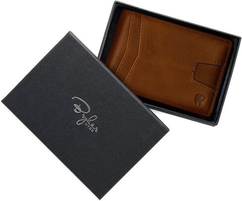 محفظة Bryker Hyde RFID Blocking Slim Minimalist ID خارج الجيب الأمامي، مشبك نقود، 9 فتحات، جلد (رمادي داكن) in Kuwait