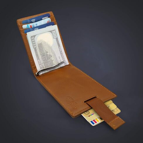 محفظة Bryker Hyde RFID Blocking Slim Minimalist ID خارج الجيب الأمامي، مشبك نقود، 9 فتحات، جلد (رمادي داكن) in Kuwait