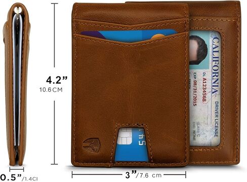محفظة Bryker Hyde RFID Blocking Slim Minimalist ID خارج الجيب الأمامي، مشبك نقود، 9 فتحات، جلد (رمادي داكن) in Kuwait