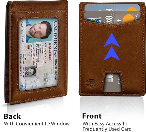 محفظة Bryker Hyde RFID Blocking Slim Minimalist ID خارج الجيب الأمامي، مشبك نقود، 9 فتحات، جلد (رمادي داكن) in Kuwait