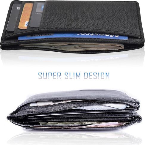 Oak Leathers Slim Real Leather Wallet For Men & Women - RFID Blocking Credit Card Holder Gift for Him & Her in Kuwait