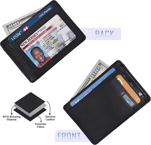 Oak Leathers Slim Real Leather Wallet For Men & Women - RFID Blocking Credit Card Holder Gift for Him & Her in Kuwait