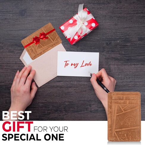 Oak Leathers Slim Real Leather Wallet For Men & Women - RFID Blocking Credit Card Holder Gift for Him & Her in Kuwait