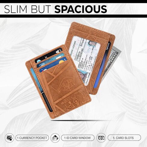 Oak Leathers Slim Real Leather Wallet For Men & Women - RFID Blocking Credit Card Holder Gift for Him & Her in Kuwait