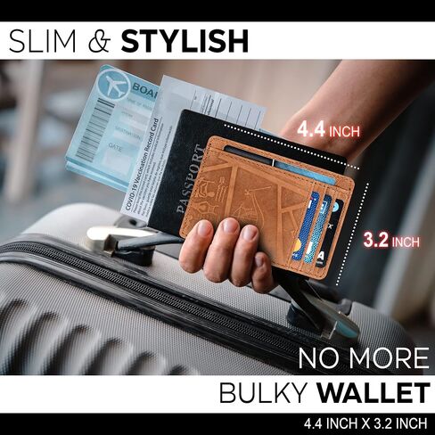 Oak Leathers Slim Real Leather Wallet For Men & Women - RFID Blocking Credit Card Holder Gift for Him & Her in Kuwait