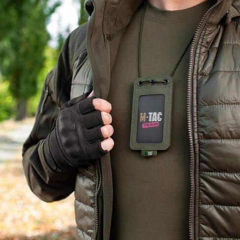 M-Tac Hanging ID Card Holder Hook and Loop Surface Draw Cord (Olive) in Kuwait