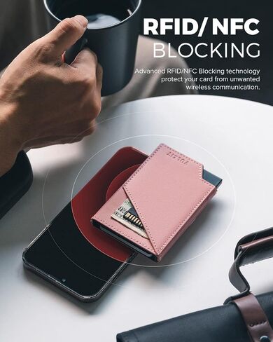 VULKIT Pop up Card Wallet RFID Blocking Slim Aluminum Metal Bank Card Holder Case with Business Money Pocket for Credit Cards Notes and Coins (Black) in Saudi Arabia