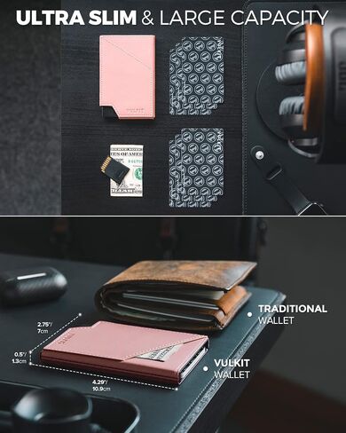 VULKIT Pop up Card Wallet RFID Blocking Slim Aluminum Metal Bank Card Holder Case with Business Money Pocket for Credit Cards Notes and Coins (Black) in Saudi Arabia