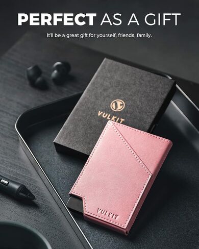VULKIT Pop up Card Wallet RFID Blocking Slim Aluminum Metal Bank Card Holder Case with Business Money Pocket for Credit Cards Notes and Coins (Black) in Saudi Arabia