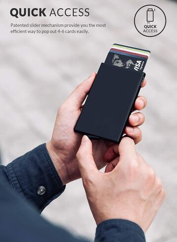 VULKIT Pop Up Wallet, Slim Minimalist Credit Card Holder For Men and Women RFID Blocking Mini Metal Case in Saudi Arabia