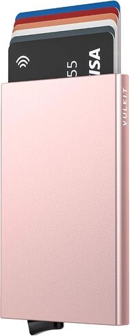VULKIT Pop Up Wallet, Slim Minimalist Credit Card Holder For Men and Women RFID Blocking Mini Metal Case in Saudi Arabia