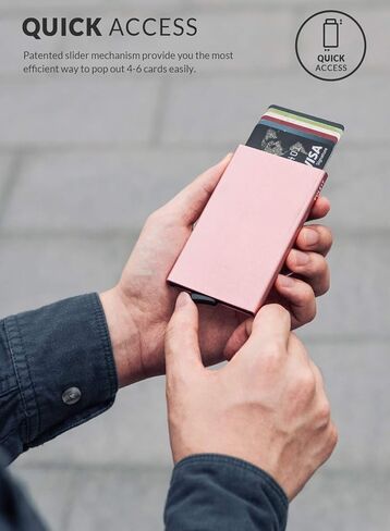 VULKIT Pop Up Wallet, Slim Minimalist Credit Card Holder For Men and Women RFID Blocking Mini Metal Case in Saudi Arabia