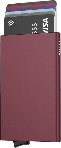 VULKIT Pop Up Wallet, Slim Minimalist Credit Card Holder For Men and Women RFID Blocking Mini Metal Case in Saudi Arabia
