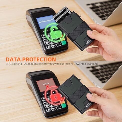 AUTLEY Slim Card Holder Wallet for Men | Aluminum Pop Up Card Case with Cash Band Airtag Case - RFID Blocking, 12+ Cards Storage (Black) in Saudi Arabia