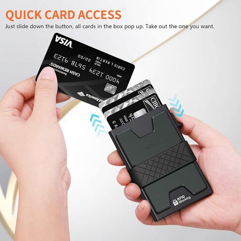 AUTLEY Slim Card Holder Wallet for Men | Aluminum Pop Up Card Case with Cash Band Airtag Case - RFID Blocking, 12+ Cards Storage (Black) in Saudi Arabia