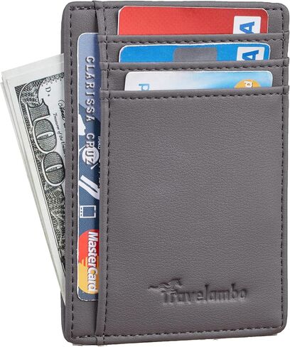 Travelambo Front Pocket Minimalist Leather Slim Wallet RFID Blocking Medium Size in Kuwait