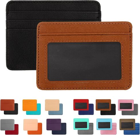2 Pack Slim Minimalist Wallet, Business Card Case Professional PU Leather, Front or Back Pocket Card Holder Wallet Credit Card ID Case/Holder for Men & Women. (Lake Blue+Gray) in Saudi Arabia