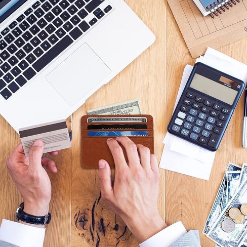2 Pack Slim Minimalist Wallet, Business Card Case Professional PU Leather, Front or Back Pocket Card Holder Wallet Credit Card ID Case/Holder for Men & Women. (Lake Blue+Gray) in Saudi Arabia