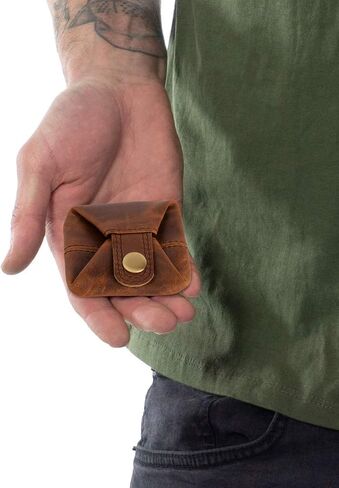 Full Grain Leather Coin Purse Change Pouch Holder Pocket Wallet for Men Women (Cognac, Pack of 1) in Kuwait