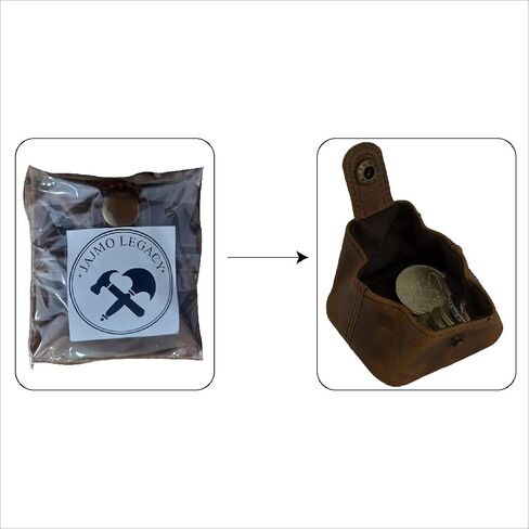 Full Grain Leather Coin Purse Change Pouch Holder Pocket Wallet for Men Women (Cognac, Pack of 1) in Kuwait