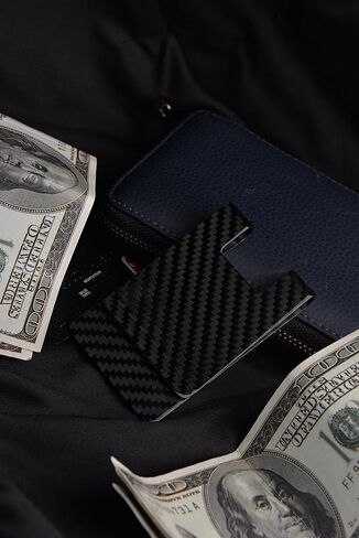 CL CARBONLIFE Carbon Fiber Money Clip Wallet, Business Card Holder RFID Protector Credit Card Holder Wallet Clips For Men (X-Large, 3.5"x2.2"x0.6") in Saudi Arabia