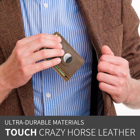 BEARTWO Holder for Airtag Wallet: Genuine Leather Slim Money Clip Wallet for Men in Kuwait