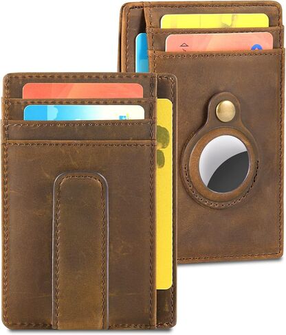 BEARTWO Holder for Airtag Wallet: Genuine Leather Slim Money Clip Wallet for Men in Kuwait