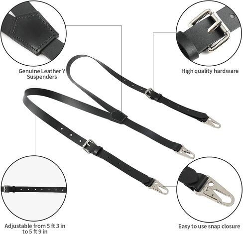 Ringsun Genuine Leather Suspenders for Men, Y Design Leather Suspenders in Kuwait