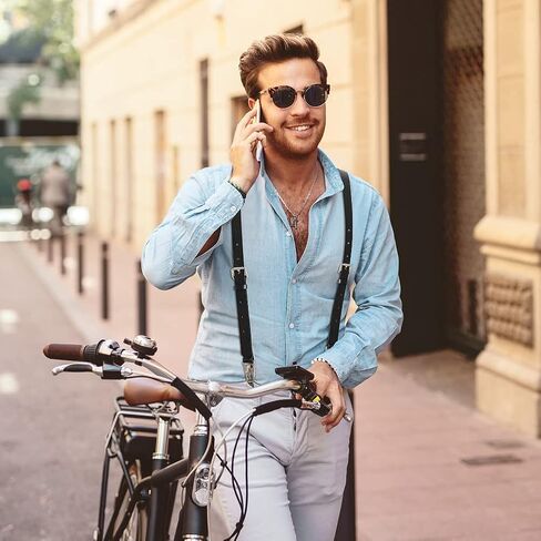 Ringsun Genuine Leather Suspenders for Men, Y Design Leather Suspenders in Kuwait