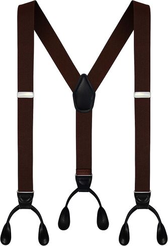 Moulen Men's Y-Back 1.4 Inches Wide Button End Elastic Adjustable Suspenders in Saudi Arabia
