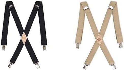 Dickies Men's 1 1/2 inch Solid Straight Clip Adjustable X Back Suspender in Kuwait
