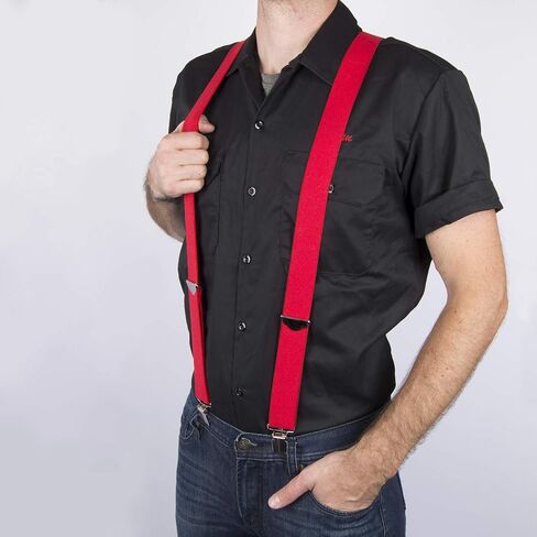 Dickies Men's 1 1/2 inch Solid Straight Clip Adjustable X Back Suspender in Kuwait