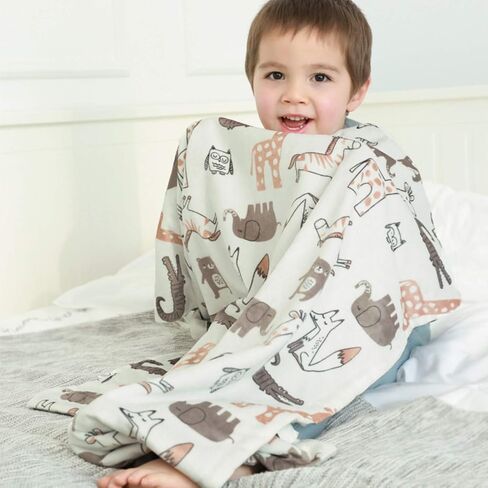BORITAR Baby Blanket Lovely Animal Double Layer Dotted Back 30 x 40 Inch | Soft Minky Fabric Receiving Blanket for Boys Girls Infant Toddler Newborn Daily Use Crib Stroller Car Pet Shower Gift in Saudi Arabia