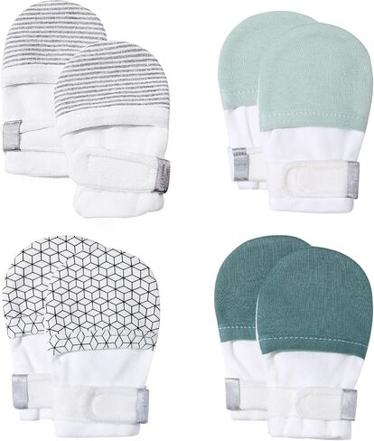 Baby Newborn No Scratch Mittens Stay On, 100% Cotton Adjustable 0-12M | Soft Skin-Friendly, Hook & Loop, Hand Gloves For Infant Boys Girls 0-3, 3-6, 6-12 Months, Perfect Gift in Saudi Arabia