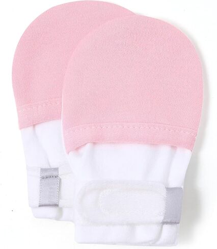 Baby Newborn No Scratch Mittens Stay On, 100% Cotton Adjustable 0-12M | Soft Skin-Friendly, Hook & Loop, Hand Gloves For Infant Boys Girls 0-3, 3-6, 6-12 Months, Perfect Gift in Saudi Arabia