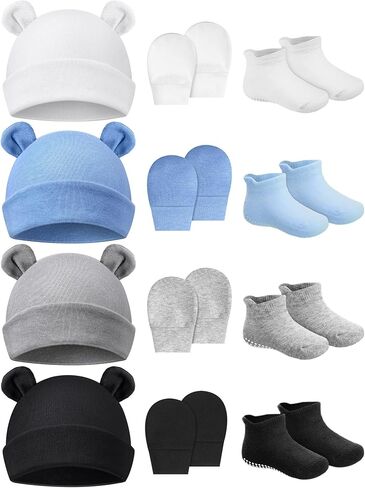 Geyoga Newborn Baby Hat Bear Ears Mittens and Socks Set for 0-6 Month in Saudi Arabia