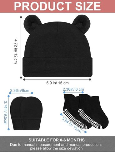 Geyoga Newborn Baby Hat Bear Ears Mittens and Socks Set for 0-6 Month in Saudi Arabia