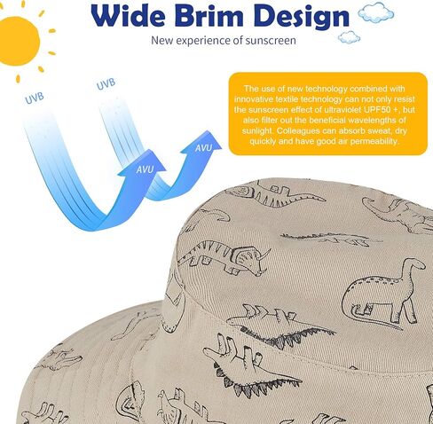 Durio UPF 50+ Baby Sun Hat Wide Brim Toddler Bucket Hats for Boys 0-8 Years | Lightweight Summer Sun Protection for Beach, Park, Travel, School, Daycare, Adjustable Chip Strap, Cotton Plaid Lining in Saudi Arabia