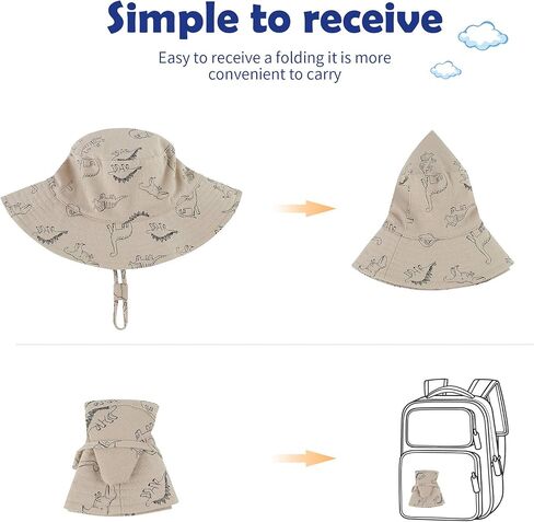 Durio UPF 50+ Baby Sun Hat Wide Brim Toddler Bucket Hats for Boys 0-8 Years | Lightweight Summer Sun Protection for Beach, Park, Travel, School, Daycare, Adjustable Chip Strap, Cotton Plaid Lining in Saudi Arabia
