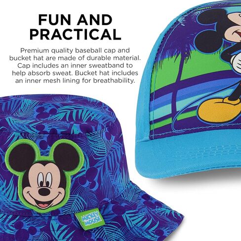 Disney Toddler Sun Hat, Or Mickey Mouse Kids Bucket Hat and Matching Baseball Cap for Boys, Age 2-4 in Saudi Arabia